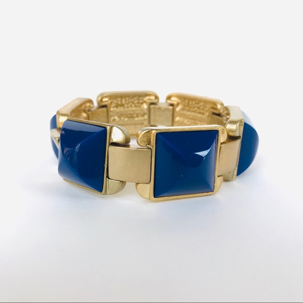 J Crew Factory Blue Gold Toned Bracelet